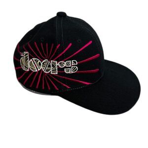The Doors Black Embroidered Vintage Logo Flat Bill Adjustable Hat Cap